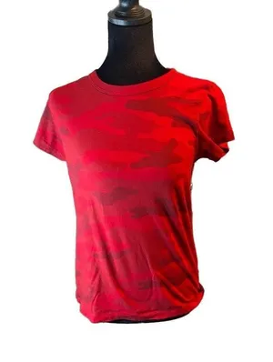 Rag & Bone Red Camo Print Slub Pima Tee thumbnail 1