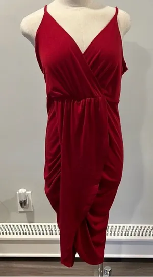 Red Spaghetti-Strap Wrap Dress - Women thumbnail 1