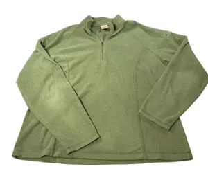 LL Bean womens green 1/4 zip fleece jacket, arm zip pocket. Size XL-reg outdoors thumbnail 1