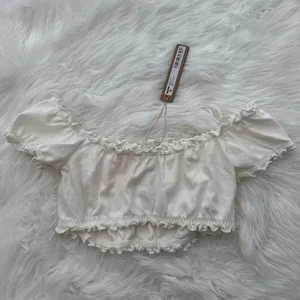 Skims Pointelle Logo Crop Top Marble Size Small thumbnail 5