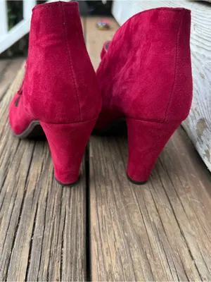 Eric Michael Red Suede Mary Jane Heels EU 38 Block Heel Leather Shoes thumbnail 7