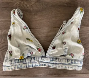 Wild Fable Denim Flower Denim‎ Bikini Crop Top thumbnail 1