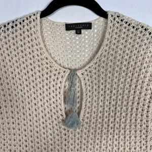 Sanctuary Swim Cover Up Womens Small Ivory Multi Boho Open Knit Crochet Top thumbnail 4