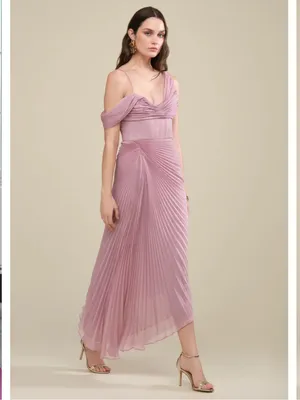 AMUR Joelle Pleated Draped Asymmetrical Gown thumbnail 4