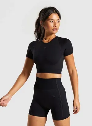 Gymshark Ultra Seamless Crop Top Black M thumbnail 1