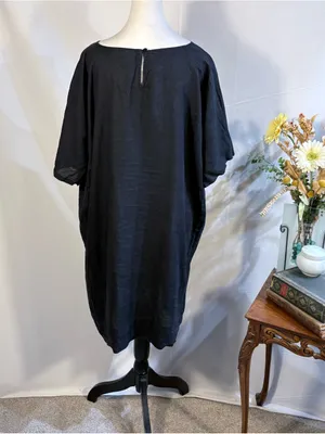 💥Eileen Fisher Black 100% Organic Linen Relaxed Shift Dress Pockets Sz XL🧡 thumbnail 5