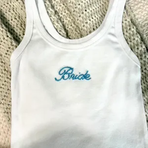 Handmade Beaded Bride Cropped Tank Top White Size M thumbnail 4
