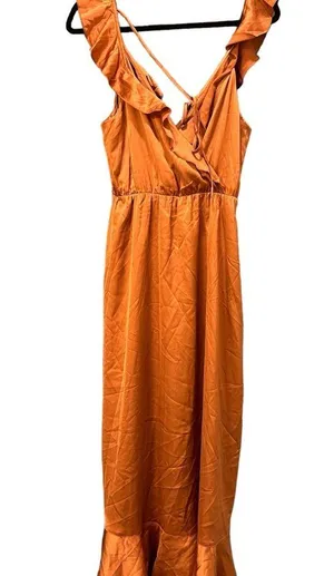 Show Me Your MuMu Samantha Orange Ruffle Wrap Dress thumbnail 2