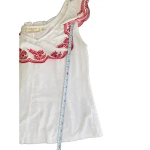Anthropologie Moulinette Soeurs White/Red Julieta Ruffled Top Size S Boho Chic thumbnail 9