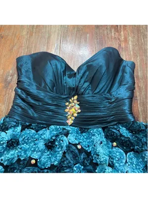 Blush Prom Teal Strapless Teacup Dress Size 12 thumbnail 2