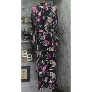 NWT Rachel by Rachel Roy Belted Chiffon Midi Dress Cascade Garden Black Multi 10 thumbnail 4