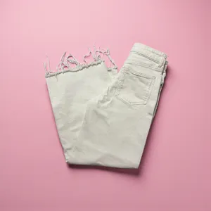 H & M Women's Wide Leg Crop‎ Jeans Cream Distressed Raw Hem Size 2 thumbnail 4