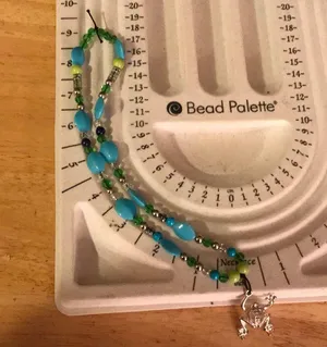 2$30 New silver frog necklace on beaded chain in blue thumbnail 6