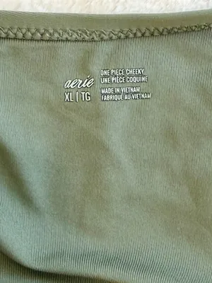 NWT Aerie Ruched Cut Out Cheeky One Piece in Olive Green - Size:Extra Large thumbnail 3