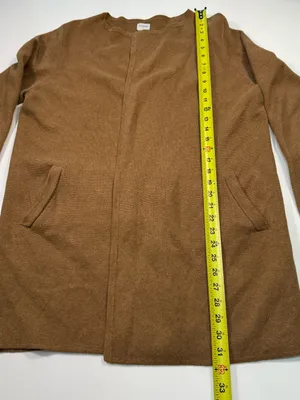 J. Crew 100% Cotton Brown Open-Front Long Cardigan thumbnail 3