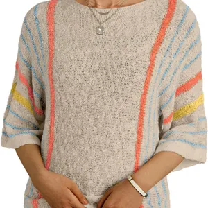 Dokotoo Striped Multicolor Women's Knit 3/4 Sleeve Sweater thumbnail 1
