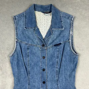 VTG Guess Jeans Junior Sz‎ 3 Mini Dress Blue Denim Sleeveless Button Front 90s thumbnail 3