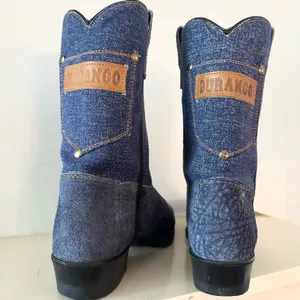 Y2K vintage retro western rodeo Cowgirl boots size 6 denim patchwork thumbnail 3