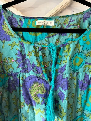 Natural Life Women’s Tiered Floral Dress Bell XL Sleeves Boho Cottage Core thumbnail 2