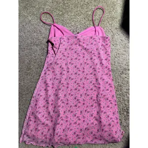 Urban Outfitters Pink Floral Mini Dress‎ Keyhole Lettuce Hem Large L Slip Dress thumbnail 5