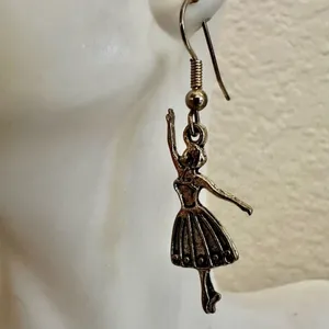 Ballerina Dangle Earrings – Silver Tone thumbnail 2