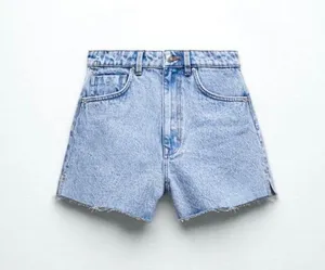 Zara Nwt High Rise Denim Shorts Mid-Blue thumbnail 2