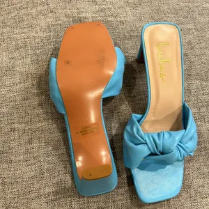 BNWOT Lulu’s Lunko Ice Light Blue High Heeled Slide Sandals Size 6 thumbnail 5