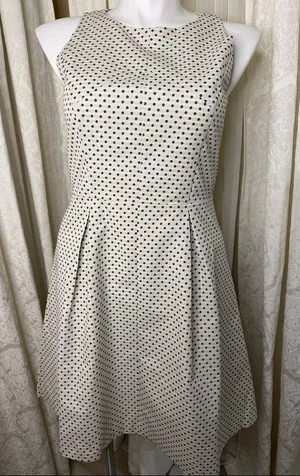 Ann Taylor Cream Polka Dot Midi Dress thumbnail 1