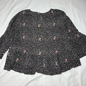 Madewell 100% Silk Blouse Large Black Floral Peasant Cottagecore Ruffle Sleeve thumbnail 8