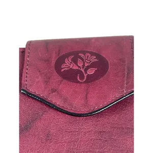 Buxton Burgundy Leather Credit Card Wallet Top Grain Cowhide Snap Closure thumbnail 3