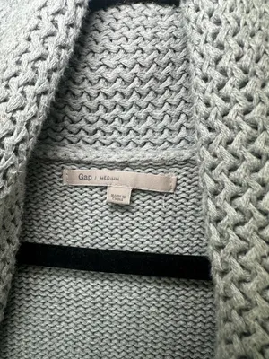 Gap Open Front Sleeveless Cardigan Size Medium Gray Cotton Knit thumbnail 2