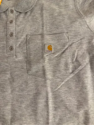 Carhartt Light Heather Gray Henley Polo with Chest Pocket thumbnail 4