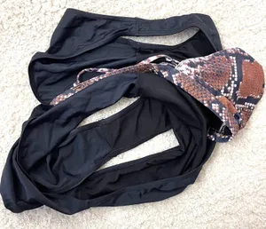 Swimsuit Black & Snakeskin One Piece With Cutout thumbnail 7