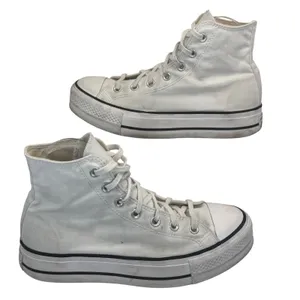 Converse Chuck Taylor All Star Lift Platform Canvas‎ White High Top Sneakers 9W thumbnail 9