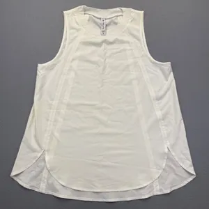 Athleta White High Neck Sleeveless Activewear Tank Top Size M Solid Relaxed thumbnail 1