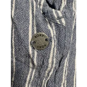 Roxy Shorts Women Large Blue White Striped Tassel Smocked Waist Beachy Woven thumbnail 2
