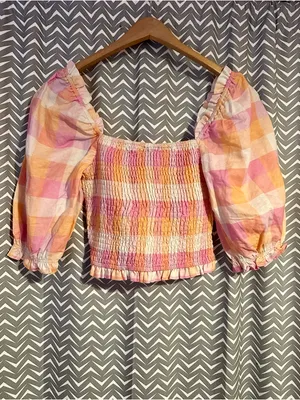 NWOT Charlie Holiday | Andrea puff-sleeve crop top, size S thumbnail 5