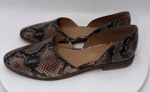 Madewell The Marisa D'Orsay Flats In Snake Embossed Leather Women's Size 7 thumbnail 1