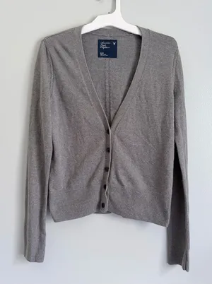 Vintage 2009 American Eagle Gray Rabbit Hair Cardigan Sweater Women’s M Y2K thumbnail 1