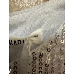 Grace Kari‎ Women Silver Sequin Tulle Flutter Sleeve Ruched Waist Party Dress L thumbnail 2