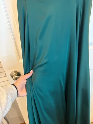 Emerald Green Silk Prom Dress thumbnail 6