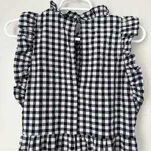 Maeve by Anthropologie Black White Gingham Ruffle Dress Size XS thumbnail 5