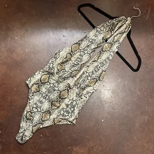 Snakeskin boutique bodysuit! Tan thumbnail 2