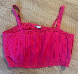 Abercrombie & Fitch A&F‎ Linen Blend Ruched Crop Tank Top Pink Sleeveless XXXL thumbnail 1