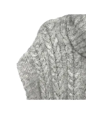 Joie Gray Cable Knit Cowl Neck Oversized Sweater Poncho Sleeveless Size Small thumbnail 3