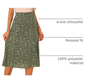 Allegra K Floral Midi Skirt thumbnail 5
