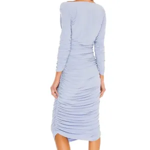 Norma Kamali‎ x Revolve Tara Dress Ruched Bodycon Off the Shoulder blue size XS thumbnail 3