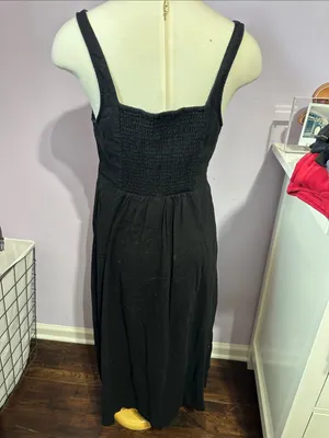 Old Navy Black Midi Dress with Sweetheart Square Neck thumbnail 3