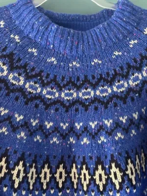 J.Crew Womens XL Alpaca Merino Wool Blue Nordic Knit Sweater Fair Isle Ribbed thumbnail 5