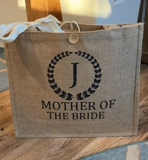new and custom made mother of the bride wedding tote bag with bow thumbnail 1